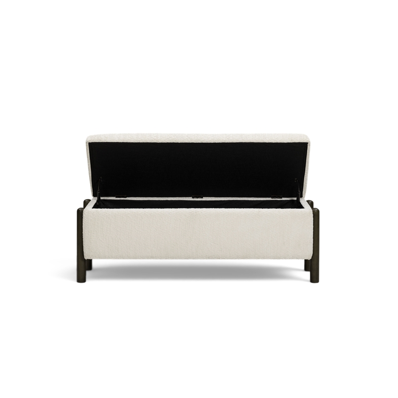 Abby Cream Knubby Fabric Storage Bench