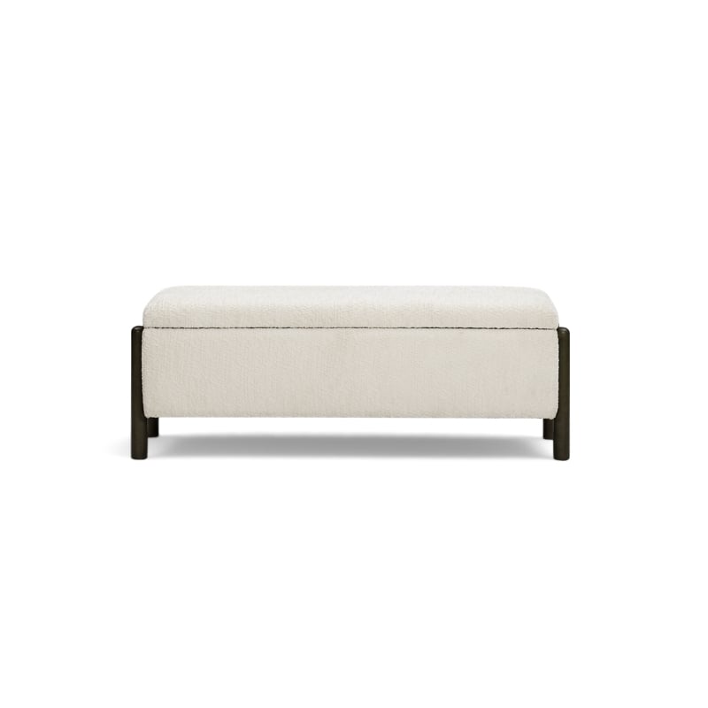 Abby Cream Knubby Fabric Storage Bench