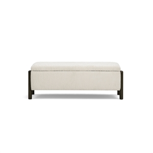 Abby Cream Knubby Fabric Storage Bench