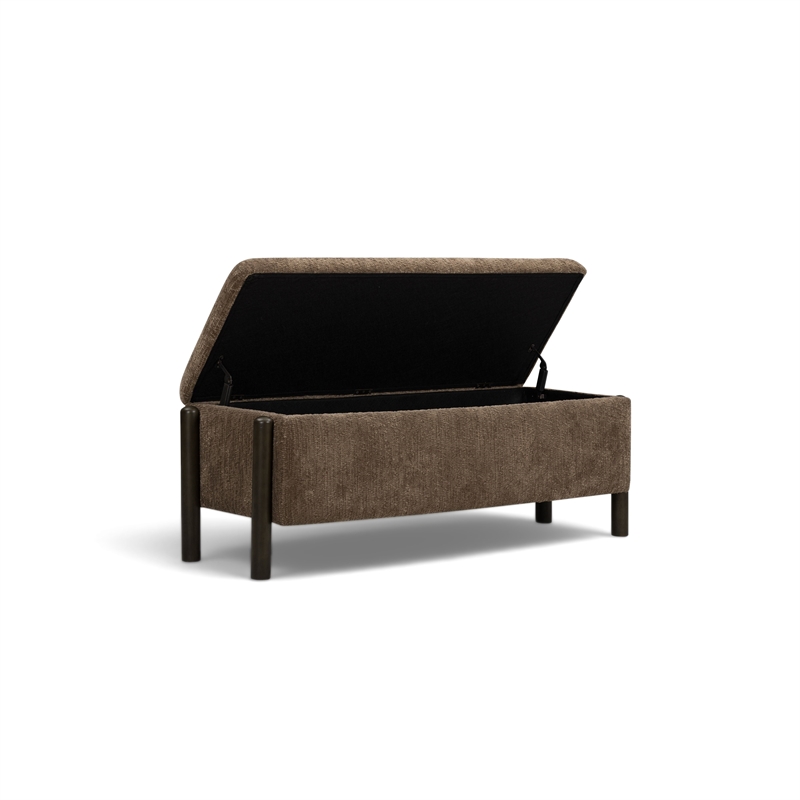 Abby Brown Knubby Fabric Storage Bench