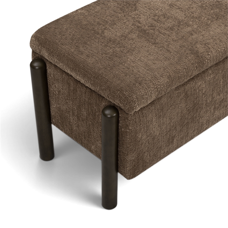 Abby Brown Knubby Fabric Storage Bench