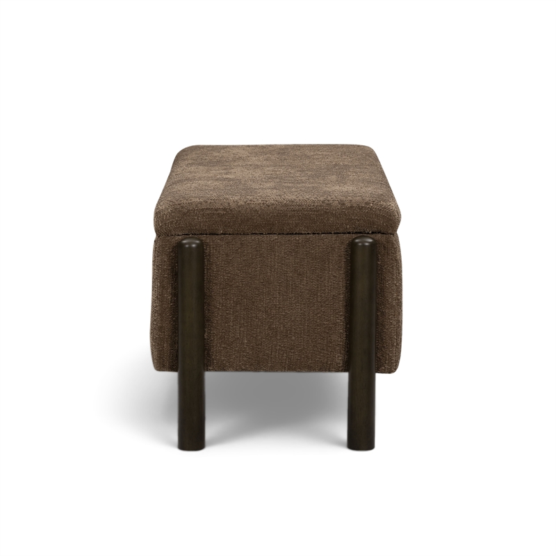 Abby Brown Knubby Fabric Storage Bench