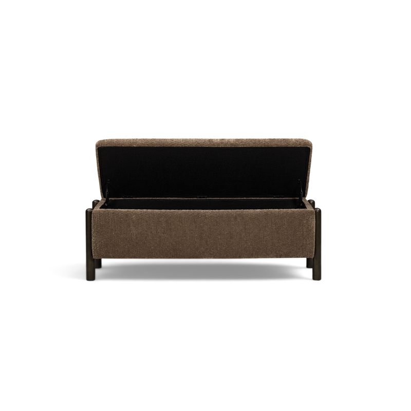 Abby Brown Knubby Fabric Storage Bench