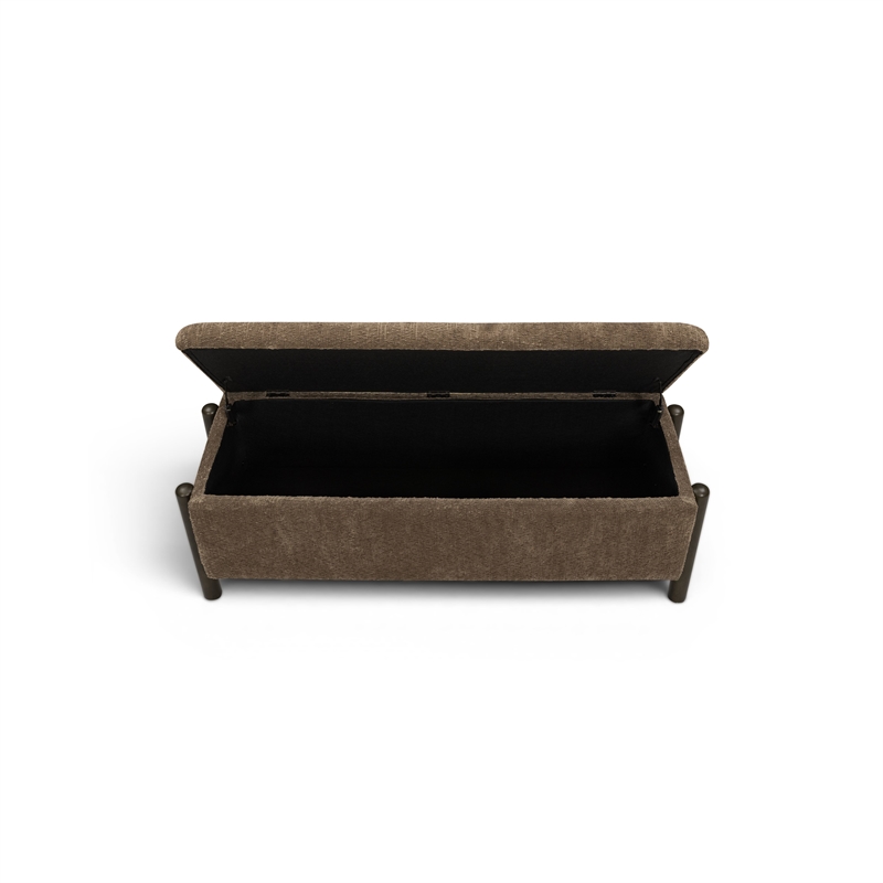 Abby Brown Knubby Fabric Storage Bench