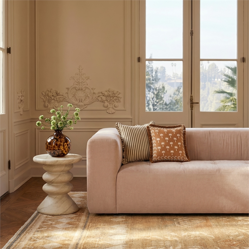 Earthy Brown Striped Linen Accent Pillow