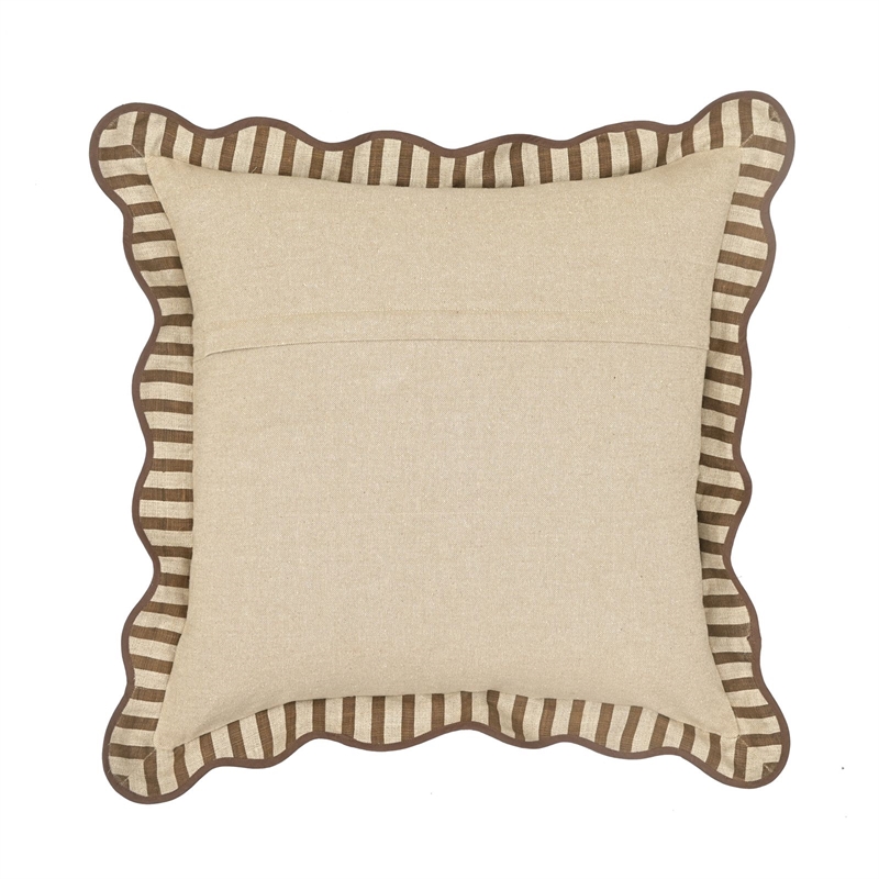 Earthy Brown Striped Linen Accent Pillow
