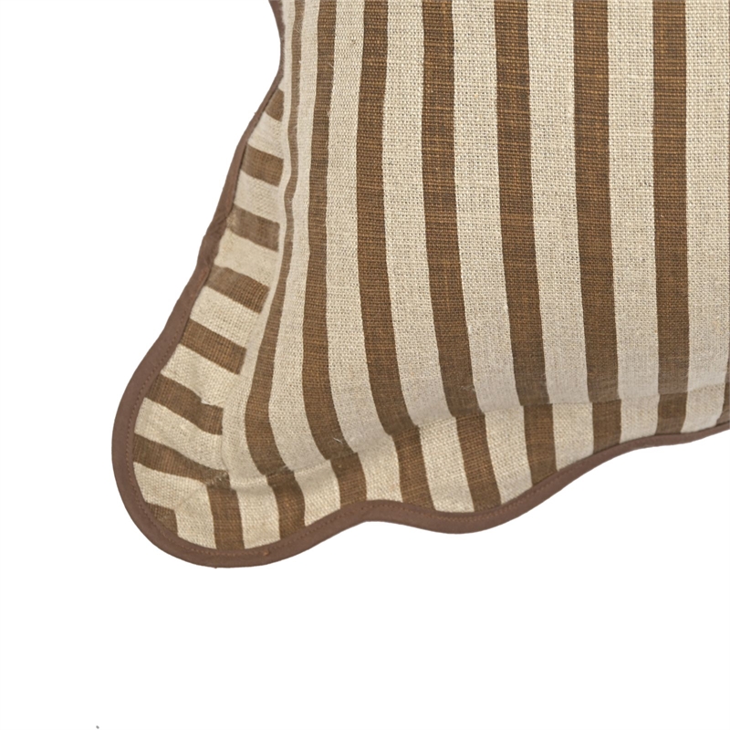 Earthy Brown Striped Linen Accent Pillow