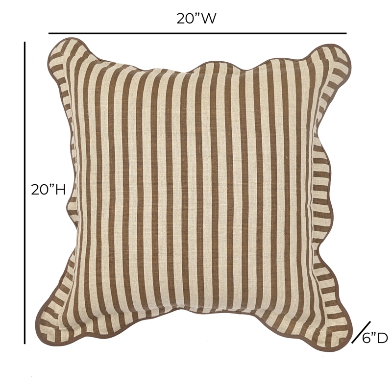 Earthy Brown Striped Linen Accent Pillow