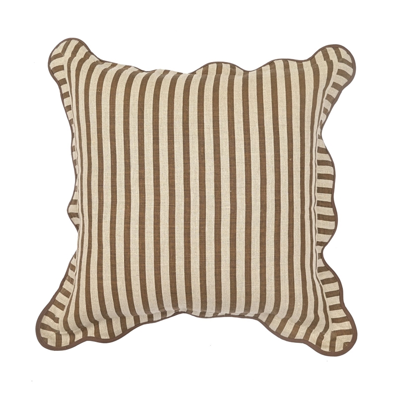 Earthy Brown Striped Linen Accent Pillow