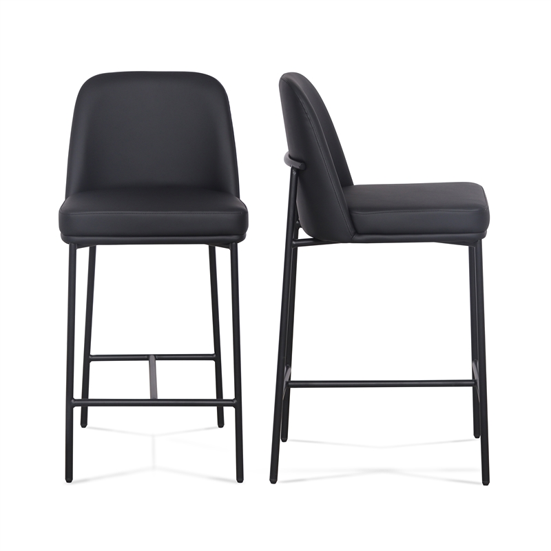 Sydney Black Performance Vegan Leather Counter Stool Set of 2