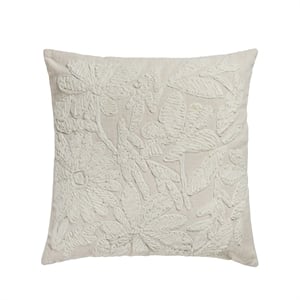 Tabitha Cream 20&quot Square Embroidered Throw Pillow