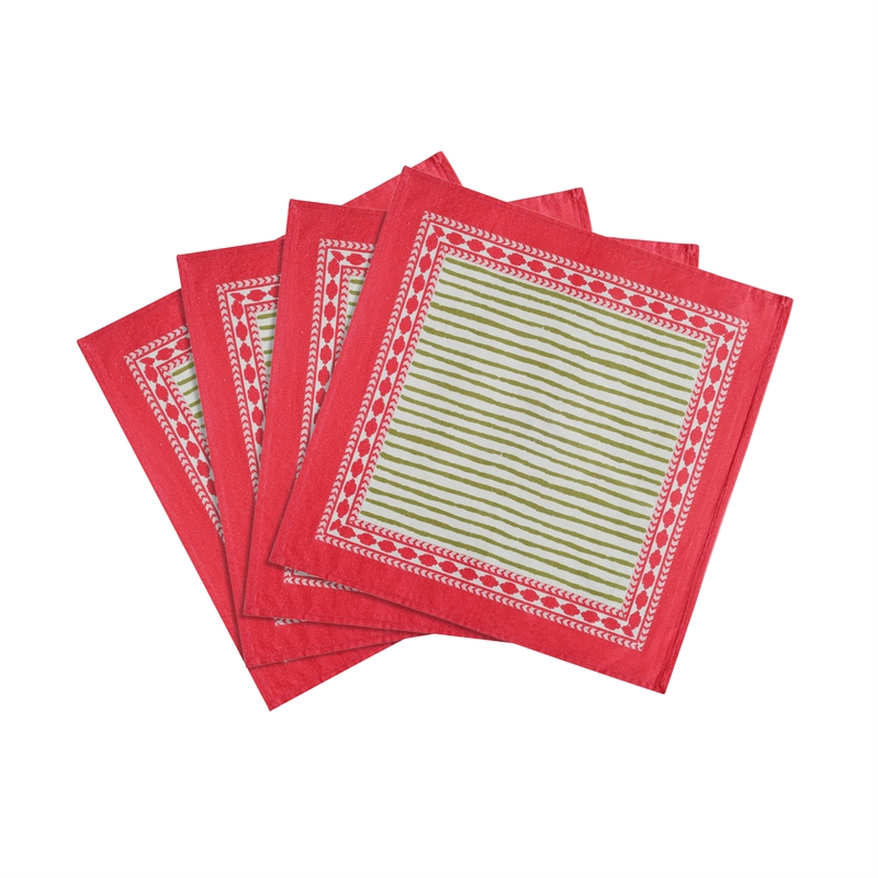Crissy Cotton Canvas Printed Napkins - Set of 4 - Bamboo