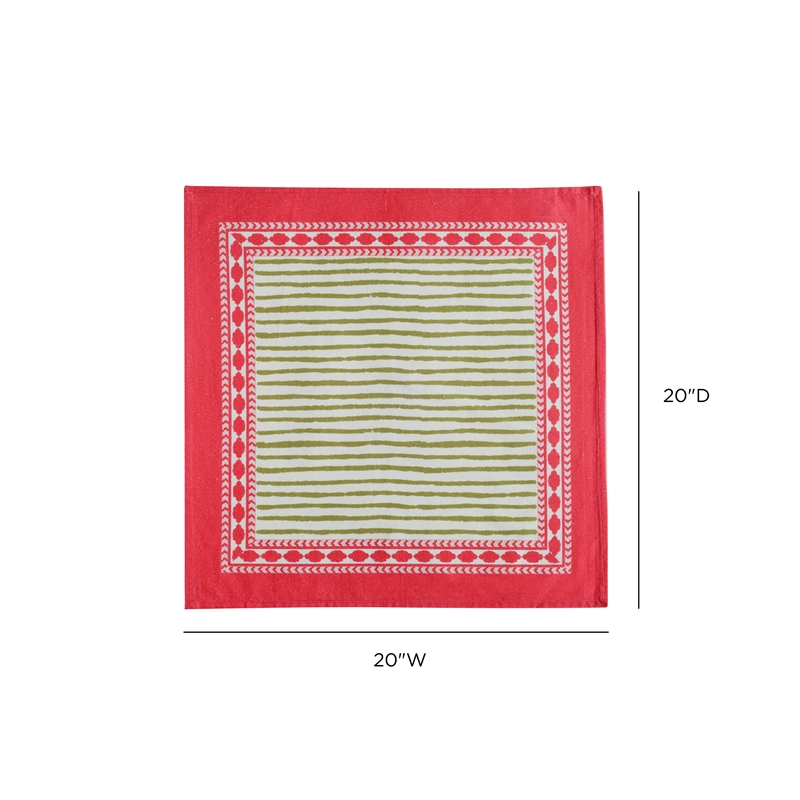 Crissy Cotton Canvas Printed Napkins - Set of 4 - Bamboo