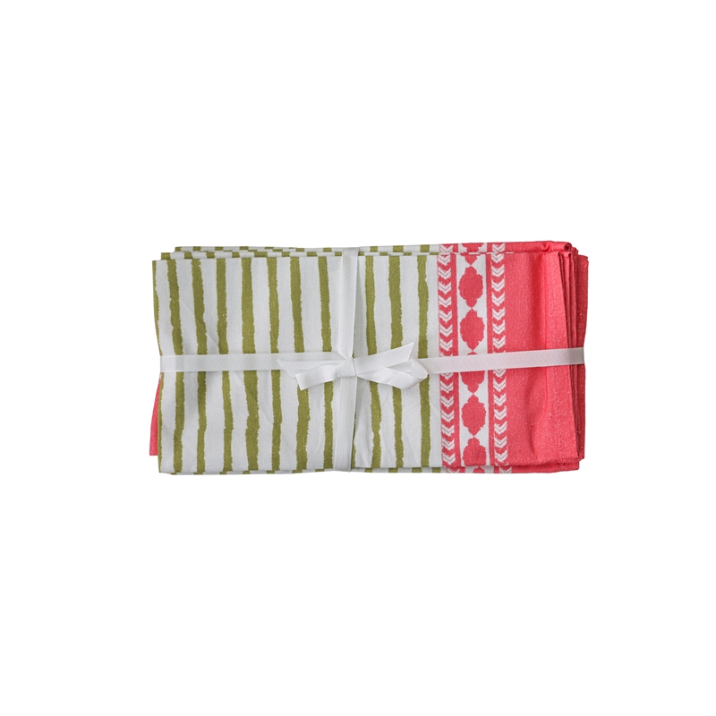 Crissy Cotton Canvas Printed Napkins - Set of 4 - Bamboo