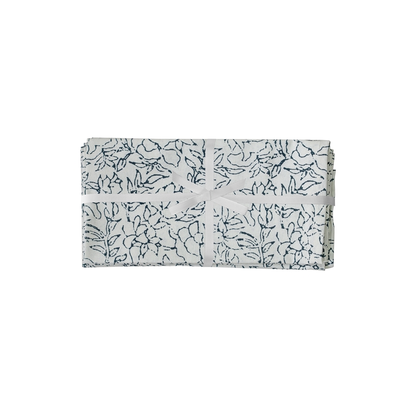 Crissy Cotton Canvas Printed Napkins - Set of 4 - Inked