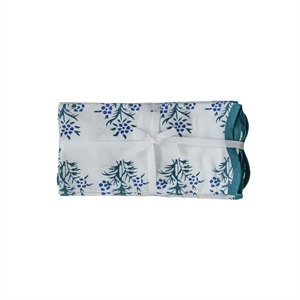 Crissy Cotton Canvas Printed Napkins - Set of 4 - Blue Cornflower