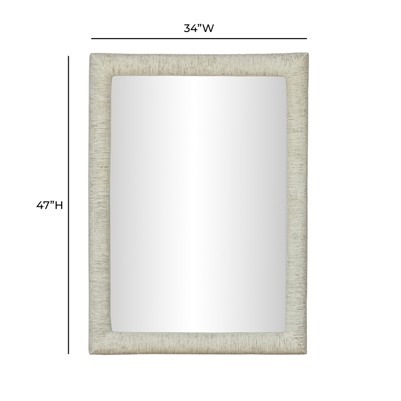 Orpheus Ribbed Faux Stone Fiberglass Rectangular Wall Mirror