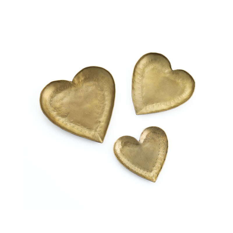 Coeur Hammered Iron Heart-Shaped Catchalls - Set of 3