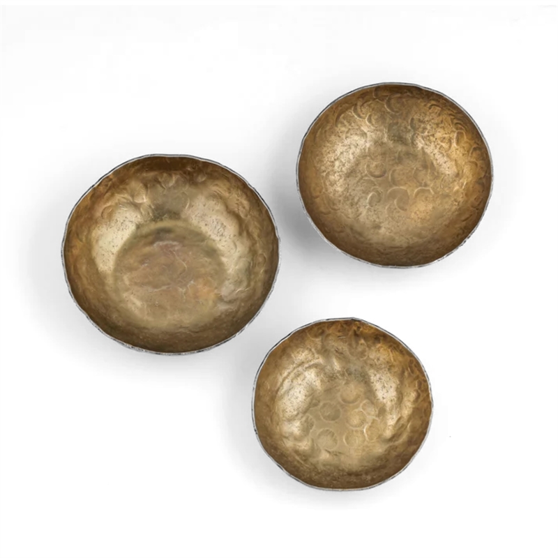 Shah Hammered Iron Catchall Round Bowls - Set of 3