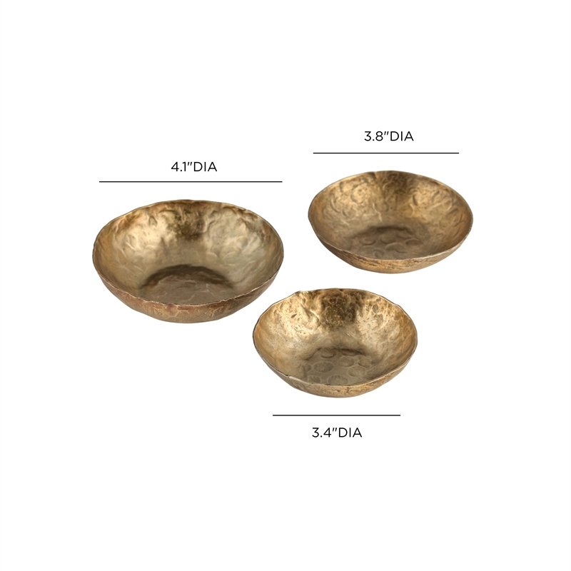 Shah Hammered Iron Catchall Round Bowls - Set of 3