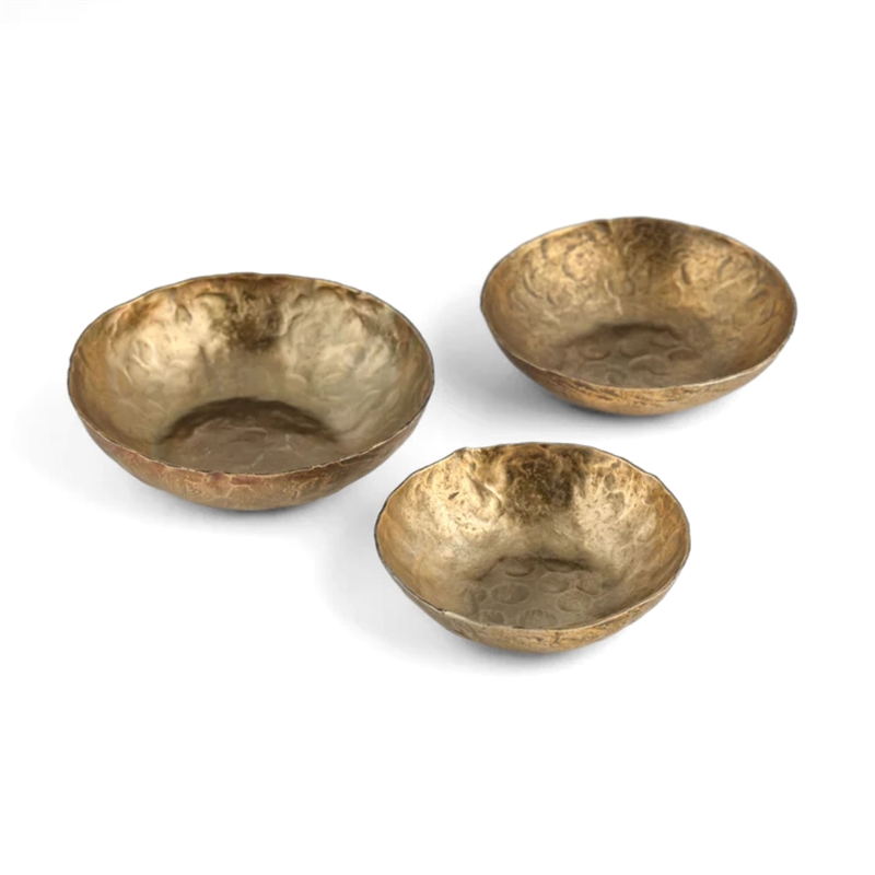 Shah Hammered Iron Catchall Round Bowls - Set of 3