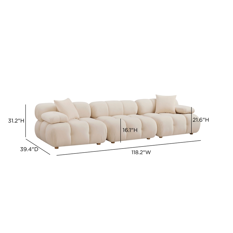 Calliope Cream Performance Velvet Modular Sofa