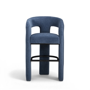 Malone Denim Blue Performance Fabric Bar Stool