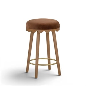 Oodle Bronze Performance Vegan Mohair Light Walnut Counter Stool