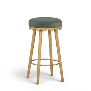 Oodle Green Performance Vegan Mohair Natural Bar Stool