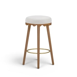 Oodle Cream Performance Vegan Mohair Light Walnut Bar Stool