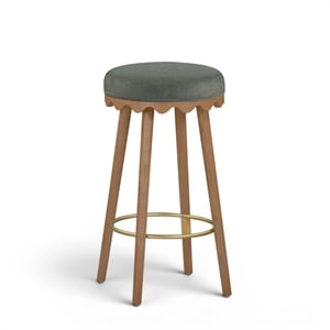 Oodle Green Performance Vegan Mohair Light Walnut Bar Stool