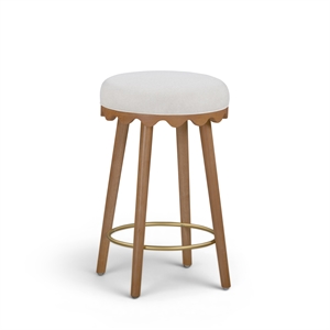 Oodle Cream Performance Vegan Mohair Light Walnut Counter Stool