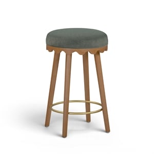 Oodle Green Performance Vegan Mohair Light Walnut Counter Stool