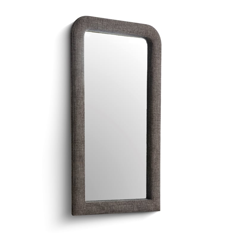 Heidi Oversized Upholstered Floor Mirror in Espresso Textured Fabric
