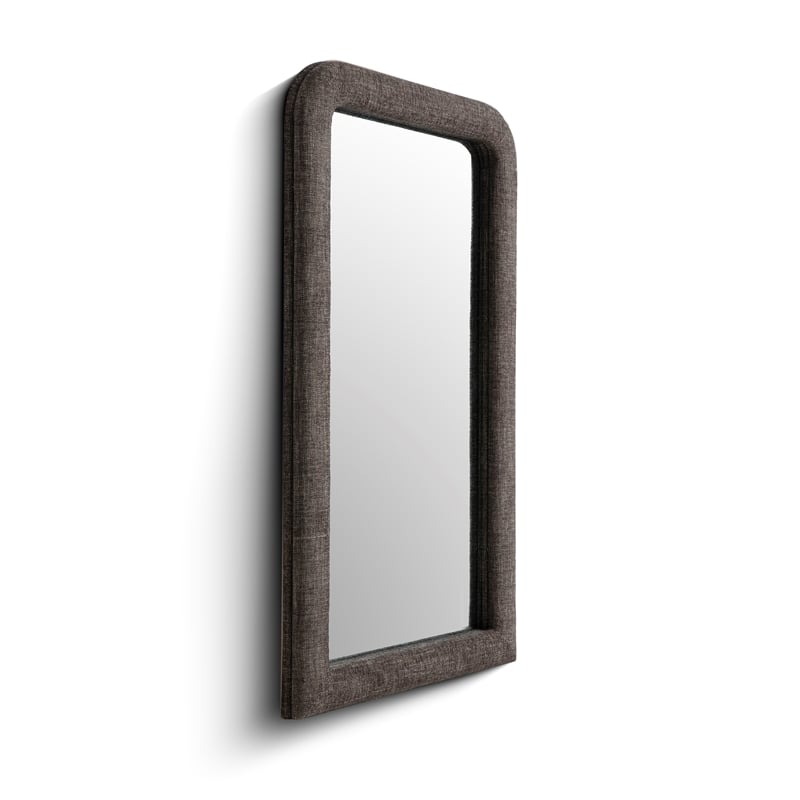 Heidi Oversized Upholstered Floor Mirror in Espresso Textured Fabric