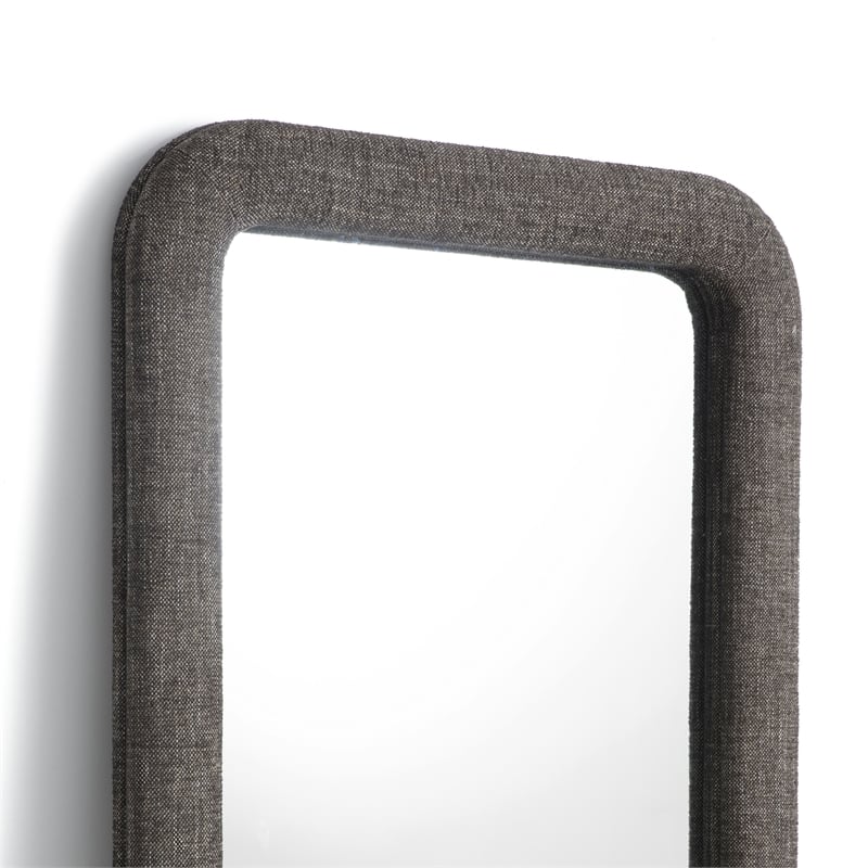 Heidi Oversized Upholstered Floor Mirror in Espresso Textured Fabric