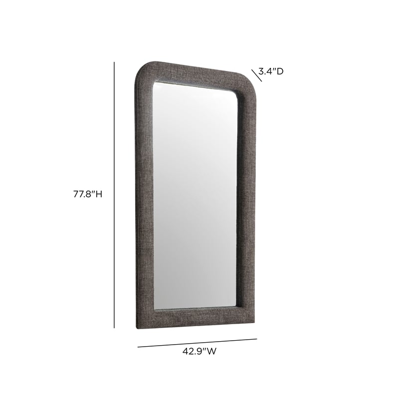 Heidi Oversized Upholstered Floor Mirror in Espresso Textured Fabric