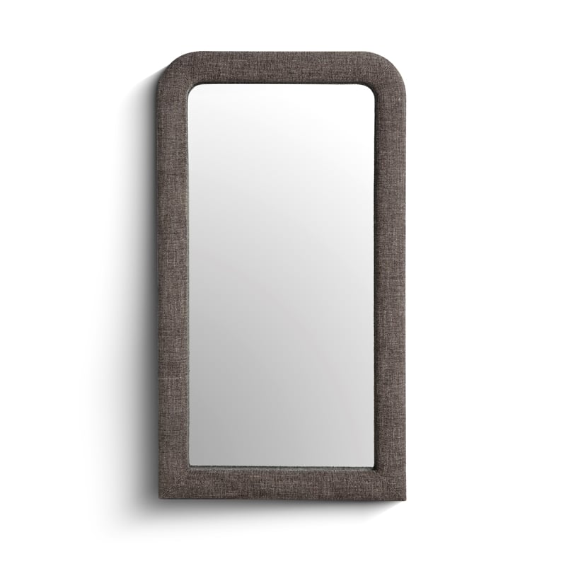 Heidi Oversized Upholstered Floor Mirror in Espresso Textured Fabric