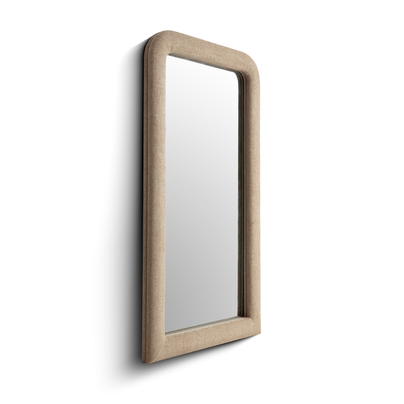 Heidi Oversized Upholstered Floor Mirror in Honey Textured Fabric