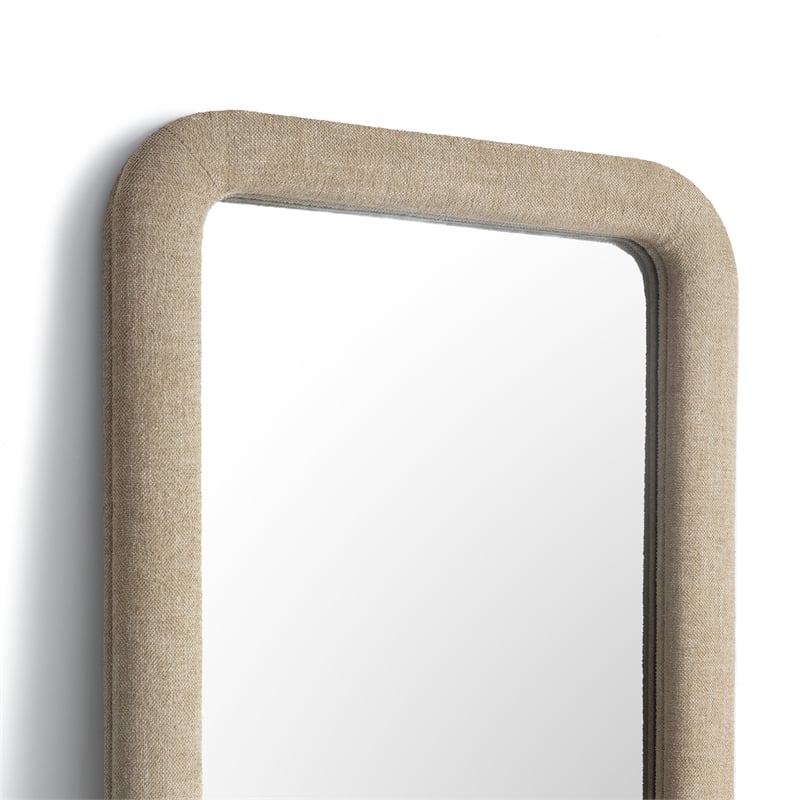 Heidi Oversized Upholstered Floor Mirror in Honey Textured Fabric
