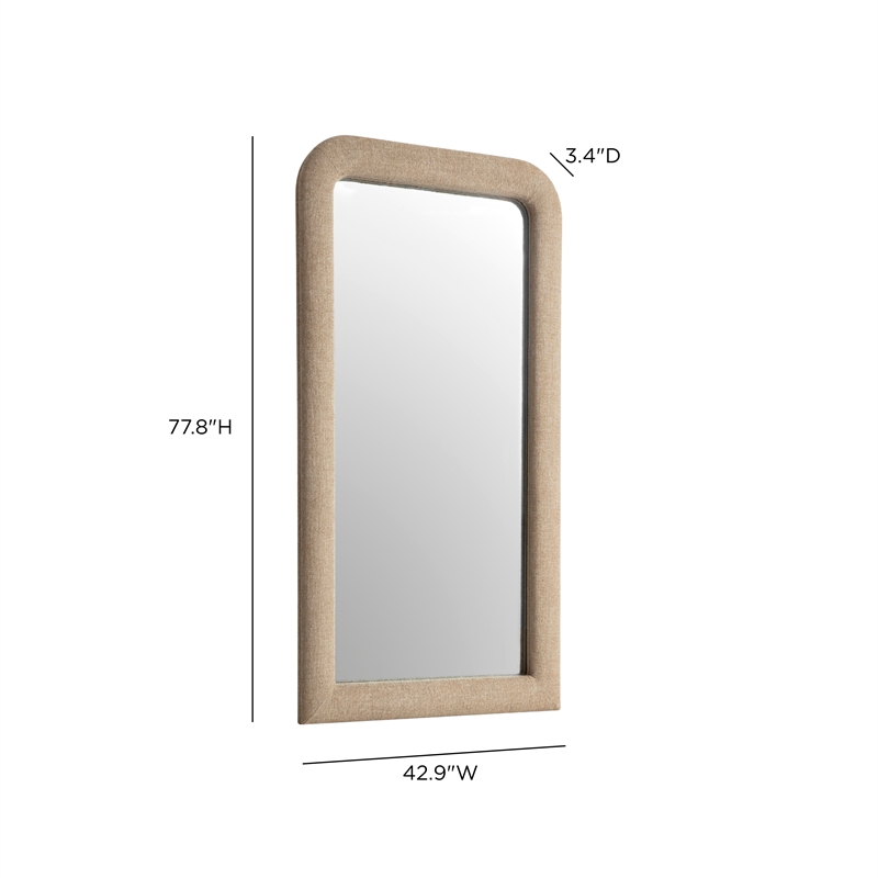 Heidi Oversized Upholstered Floor Mirror in Honey Textured Fabric