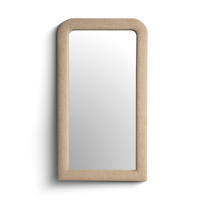 Heidi Oversized Upholstered Floor Mirror in Honey Textured Fabric