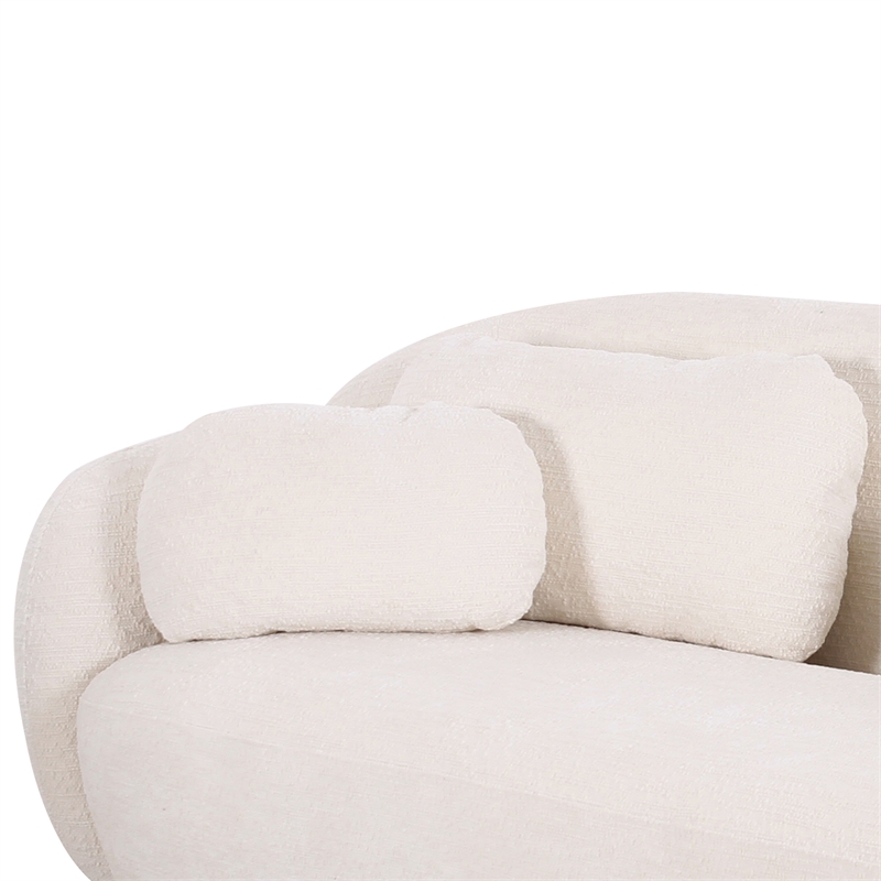 Misty Cream Textured Knubby Fabric Sofa