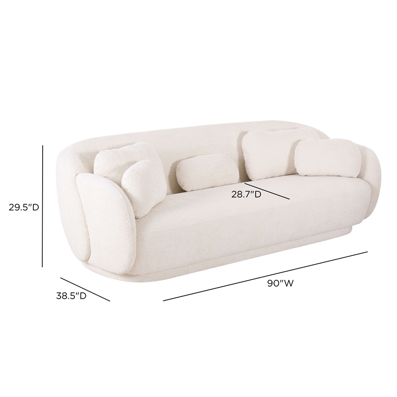Misty Cream Textured Knubby Fabric Sofa