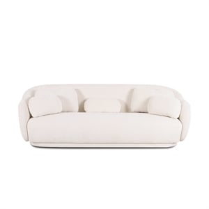 Misty Cream Textured Knubby Fabric Sofa
