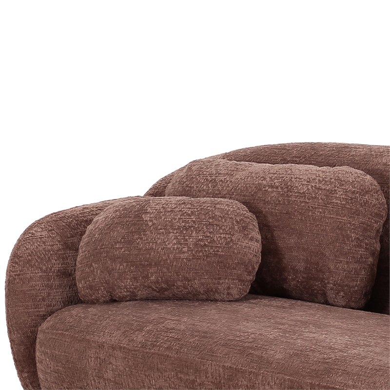 Misty Chocolate Brown Textured Knubby Fabric Sofa