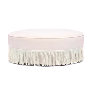 Tassy Pink Tasseled Round Ottoman