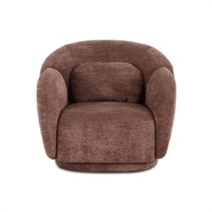 Misty Chocolate Brown Textured Knubby Fabric Accent Chair