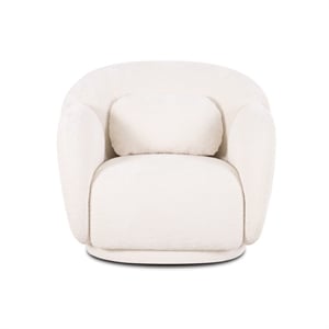 Misty Cream Textured Knubby Fabric Accent Chair