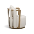 Paolo Cream Upcycled Basketweave Fabric Outdoor Accent Chair